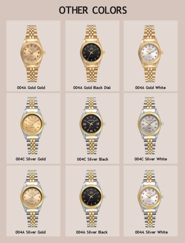 CHENXI Women Golden Silver Classic Quartz Watch Female Elegant Clock Luxury Gift Watches Ladies Waterproof Wristwatch 3
