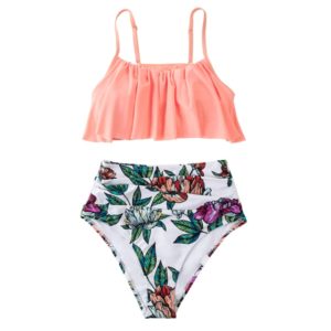 CUPSHE Pink and Stripe High Waisted Bikini Sets Sexy Tank Top Swimsuit Two Pieces Swimwear Women  Beach Bathing Suits