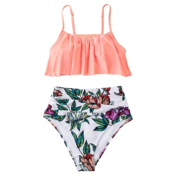 CUPSHE Pink and Stripe High Waisted Bikini Sets Sexy Tank Top Swimsuit Two Pieces Swimwear Women  Beach Bathing Suits