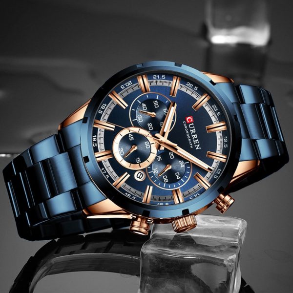 CURREN Men Watch Top Brand Luxury Sports Quartz Mens Watches Full Steel Waterproof Chronograph Wristwatch Men 1