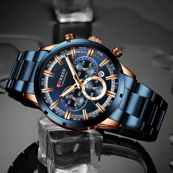 CURREN Men Watch Top Brand Luxury Sports Quartz Mens Watches Full Steel Waterproof Chronograph Wristwatch Men 3