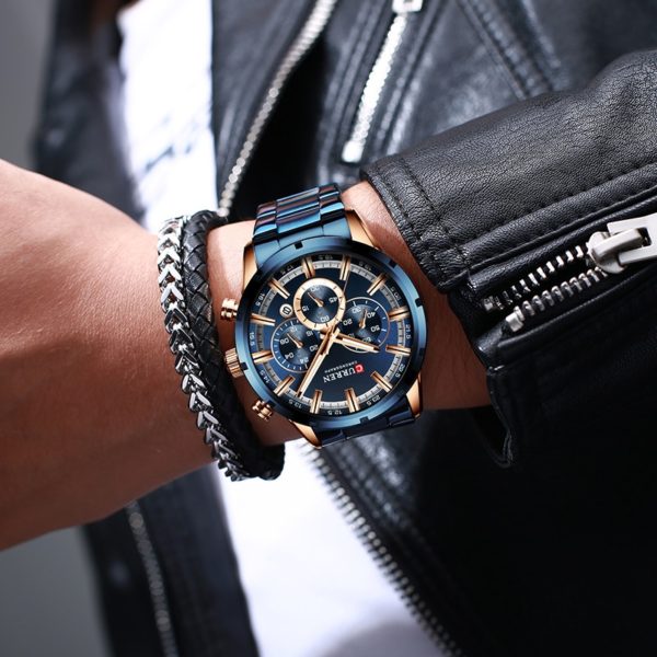 CURREN Men Watch Top Brand Luxury Sports Quartz Mens Watches Full Steel Waterproof Chronograph Wristwatch Men 5