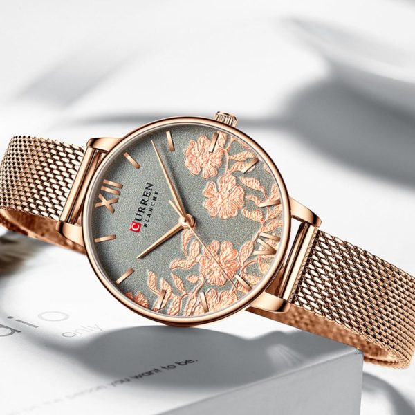CURREN Women Watches Top Brand Luxury Stainless Steel Strap Wristwatch for Women Rose Clock Stylish Quartz 1