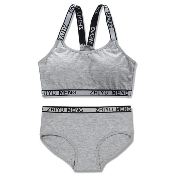 Cotton Girls Bra And Panty Sets Teenage Girls Cotton Padded Training Bra Panties Kids Sports Bra Panties Underwear - Image 2