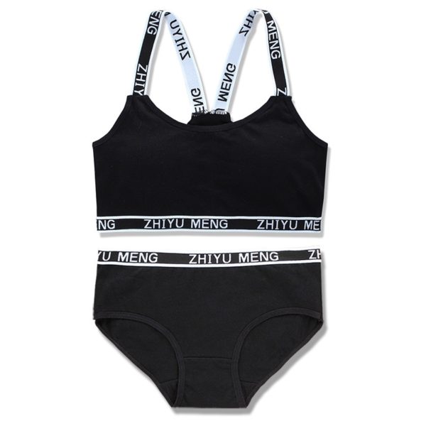Cotton Girls Bra And Panty Sets Teenage Girls Cotton Padded Training Bra Panties Kids Sports Bra Panties Underwear - Image 4