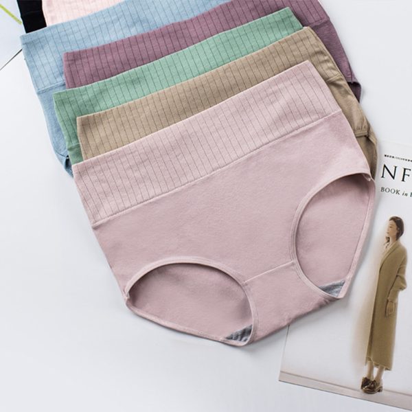 Cotton Women s Underwear Panties High Waist Briefs Solid Color Breathable Underpants Seamless Soft Lingerie Girls 1
