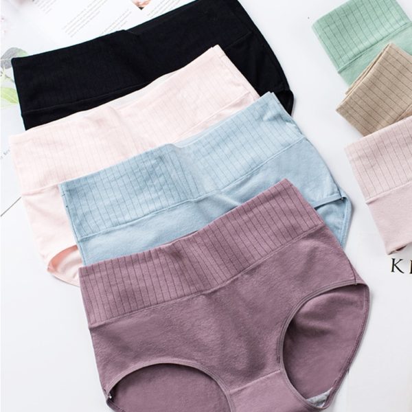 Cotton Women s Underwear Panties High Waist Briefs Solid Color Breathable Underpants Seamless Soft Lingerie Girls
