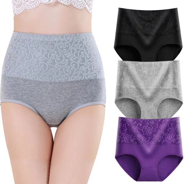 Cotton women's panties elastic soft large size 4XL Embossed ROSE Ladies underwear Breathable sexy High waist briefs - Image 3