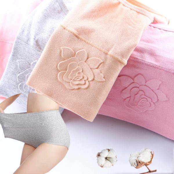 Cotton women s panties elastic soft large size 4XL Embossed ROSE Ladies underwear Breathable sexy High 3