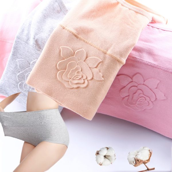 Cotton women's panties elastic soft large size 4XL Embossed ROSE Ladies underwear Breathable sexy High waist briefs - Image 4