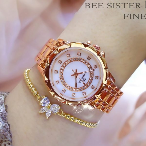 Diamond Women Luxury Brand Watch 2021 Rhinestone Elegant Ladies Watches Gold Clock Wrist Watches For Women 4