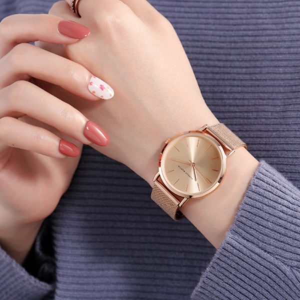 Drop shipping A Quality Stainless Steel Band Japan Quartz Movement Waterproof Women Full Rose Gold 5