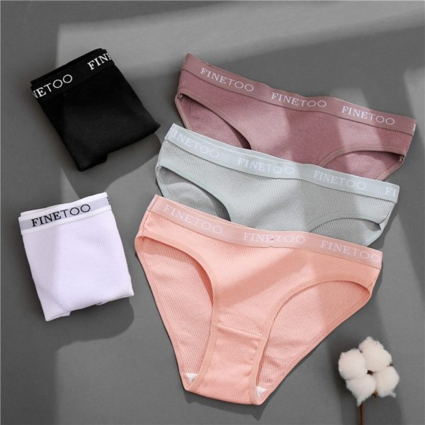 FINETOO 3PCS Set Women s Underwear Cotton Panty Sexy Panties Female Underpants Solid Color Panty Intimates 1