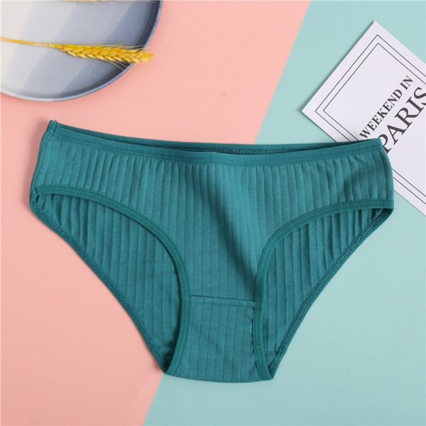 FINETOO Women s Cotton Panties 3Pcs Soft Striped Women Underpants Solid Girls Briefs Sexy Female Lingerie 3