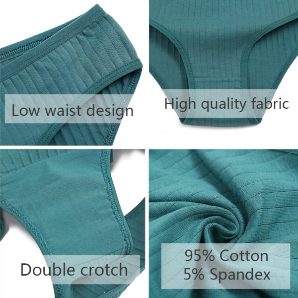 FINETOO Women s Cotton Panties 3Pcs Soft Striped Women Underpants Solid Girls Briefs Sexy Female Lingerie 4