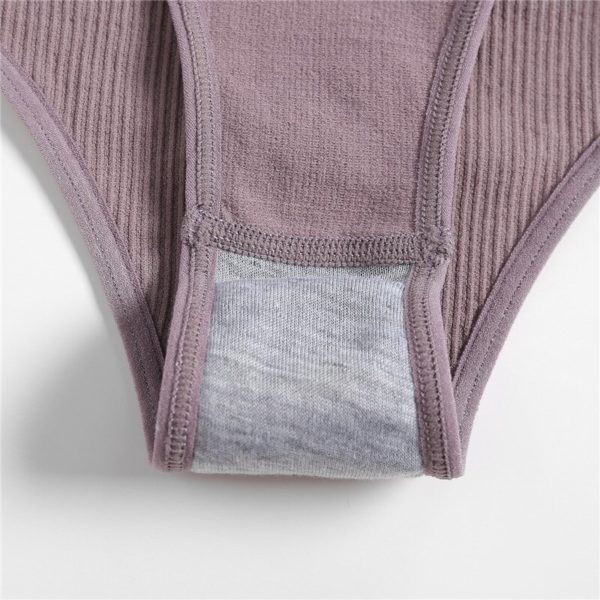 Women's Thong Seamless High Waisted Women's Panties Comfortable Women's Cotton Briefs Sexy Underpants For Women 3PCS/Set - Image 5
