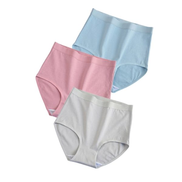 3 Pcs / Lot ! Cotton Underwewar Women High Waist Panties Comfortable Solid Color Underpants Plus Size M-XXXL - Image 6
