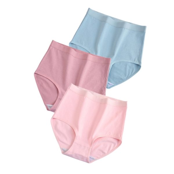 3 Pcs / Lot ! Cotton Underwewar Women High Waist Panties Comfortable Solid Color Underpants Plus Size M-XXXL - Image 5