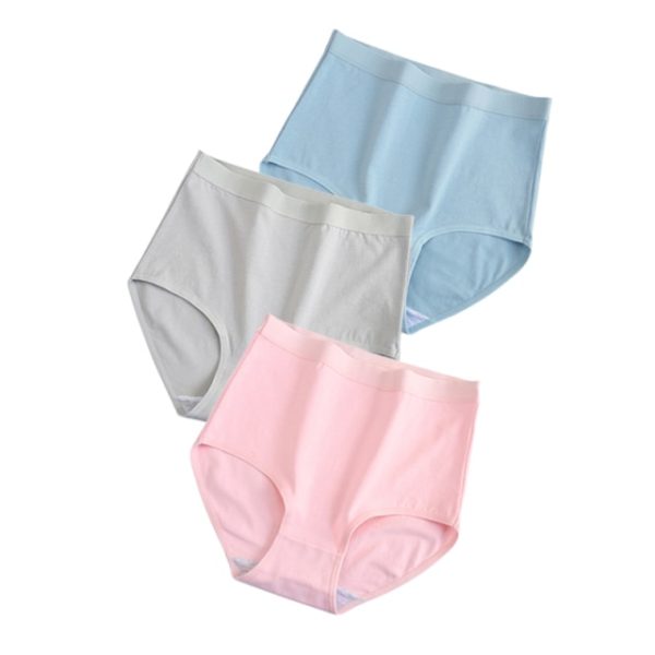 3 Pcs / Lot ! Cotton Underwewar Women High Waist Panties Comfortable Solid Color Underpants Plus Size M-XXXL - Image 4