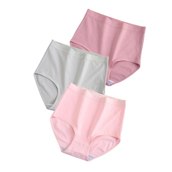 3 Pcs / Lot ! Cotton Underwewar Women High Waist Panties Comfortable Solid Color Underpants Plus Size M-XXXL - Image 3