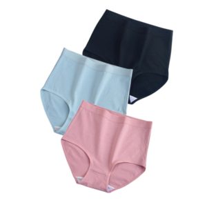 3 Pcs / Lot ! Cotton Underwewar Women High Waist Panties Comfortable Solid Color Underpants Plus Size M-XXXL