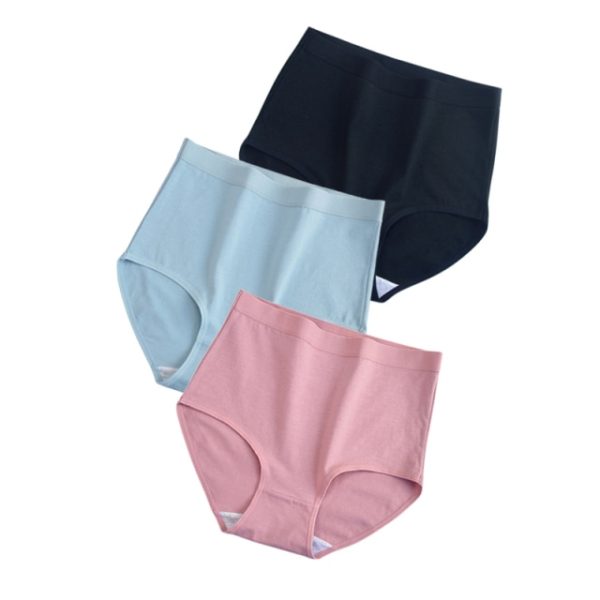 3 Pcs / Lot ! Cotton Underwewar Women High Waist Panties Comfortable Solid Color Underpants Plus Size M-XXXL