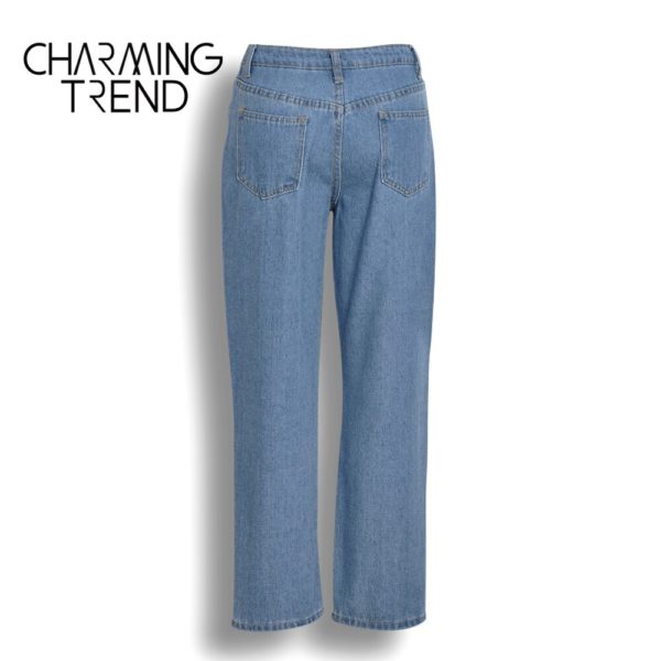 Chic Woman jeans high waisted Straight cute female denim long pants trousers vintage daisies printed women jeans - Image 3