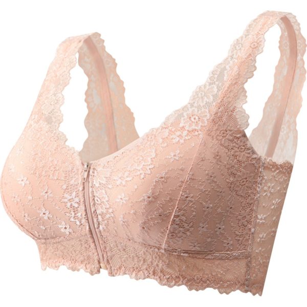 Female Vest Front Zipper Push Up Bra Full Cup Sexy Lace Bras For Women Bralette Top Plus Size Seamless Wireless Gather Brassiere - Image 4