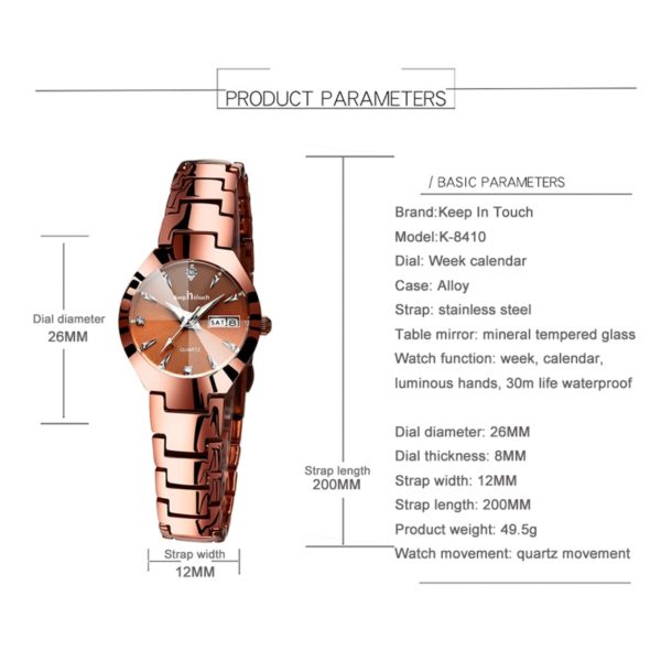 Small Watches For Women Calendar Bracelet Watch Montre Femme - Image 6