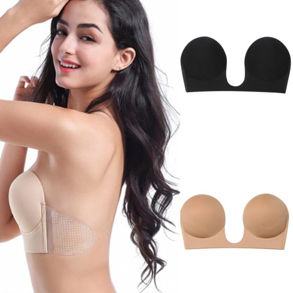Hot Sale Women Self Adhesive Bras Seamless Strapless Backless Solid Bra Silicone Push Up Invisible Bra