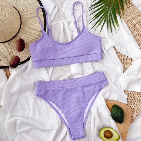 High Waist Bikinis Swimsuits Women Push Up Swimwear Ribbed Strap Bathing Suit Biquini Brazilian Bikini  Beachwear - Image 3