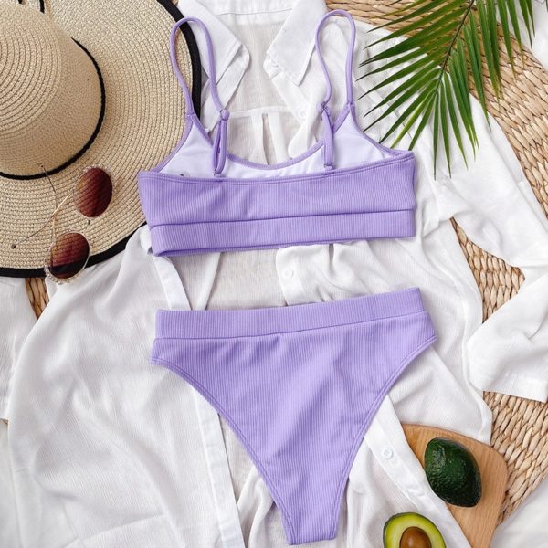 High Waist Bikinis Swimsuits Women Push Up Swimwear Ribbed Strap Bathing Suit Biquini Brazilian Bikini  Beachwear - Image 4