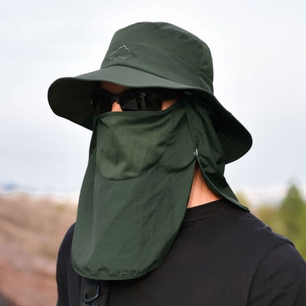 K33 Men's Hat Anti-UV Bucket Hat Fisherman's Hat Sun Protection 360° Panama Sun Hat Summer Hat Face Protection Mask Shawl Visor - Image 2