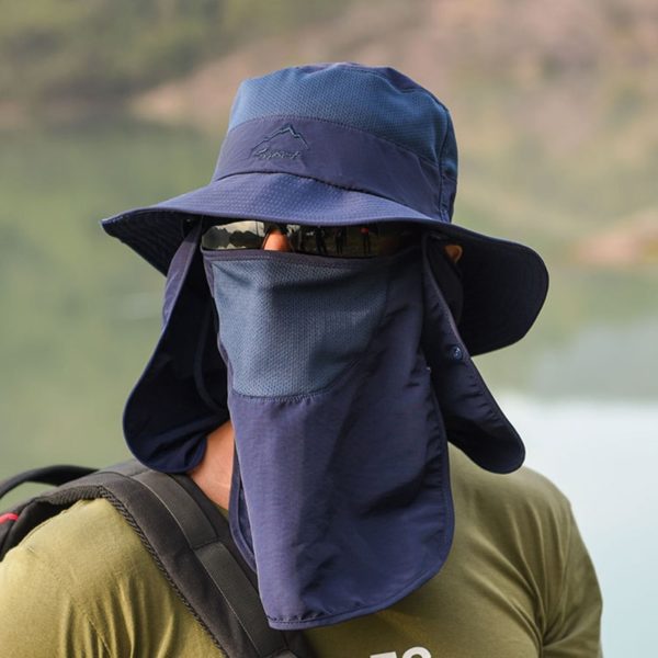 K33 Men's Hat Anti-UV Bucket Hat Fisherman's Hat Sun Protection 360° Panama Sun Hat Summer Hat Face Protection Mask Shawl Visor - Image 3