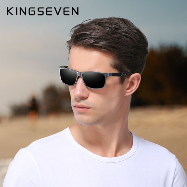 KINGSEVEN Men Polarized Sunglasses Aluminum Magnesium Sun Glasses Driving Glasses Rectangle Shades For Men Oculos masculino 2