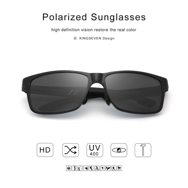 KINGSEVEN Men Polarized Sunglasses Aluminum Magnesium Sun Glasses Driving Glasses Rectangle Shades For Men Oculos masculino 3