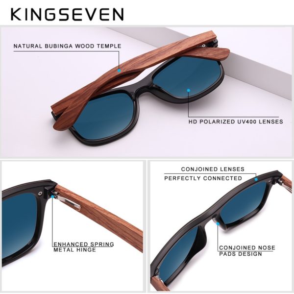 KINGSEVEN Natural Wooden Sunglasses Men Polarized Fashion Sun Glasses Original Wood Oculos De Sol Masculino 2