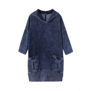 Women's Plus Size Casual Long Style Slim Denim Jacket for Woman Premium Stretch Knitted Denim