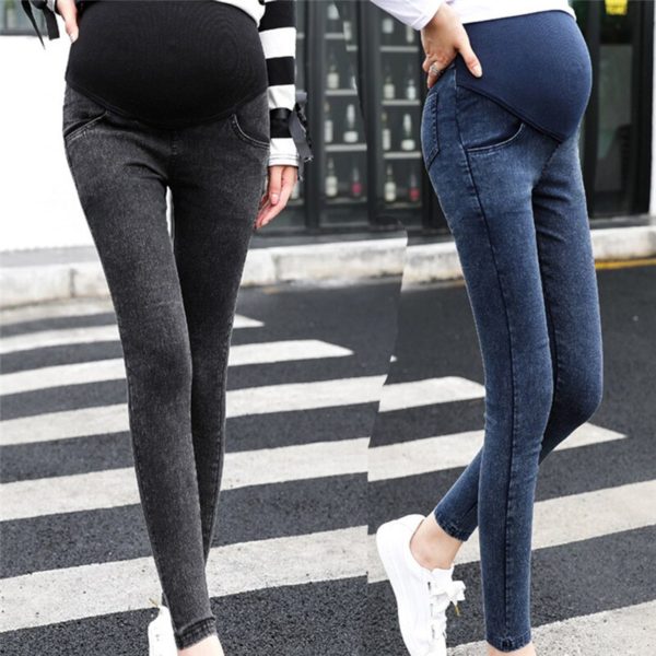 Maternity Pregnancy Skinny Trousers Jeans Pants Elastic Pregnant Women s Feet Stomach Lift Pants Stretch Denim