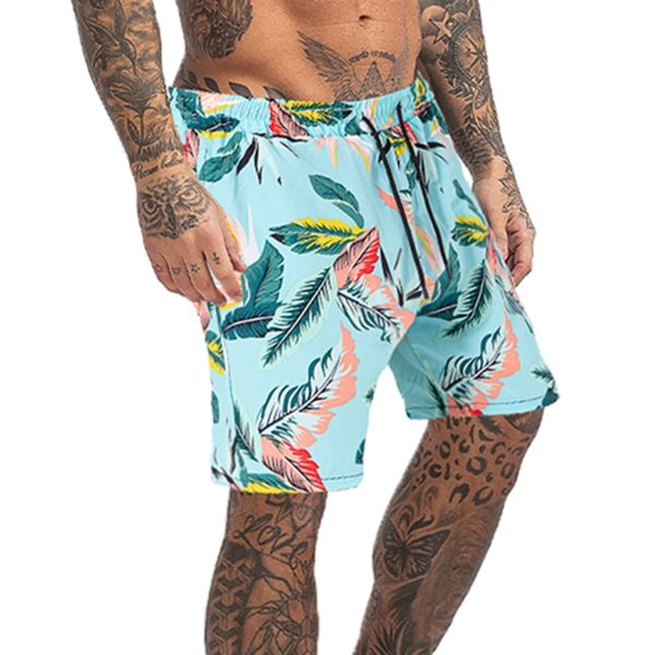 Mens Swimming Trunks Mesh Lining Elastic Drawstring Beach Shorts Swimsuit Man Shorts Summer Boxer Holiday Bathing 5