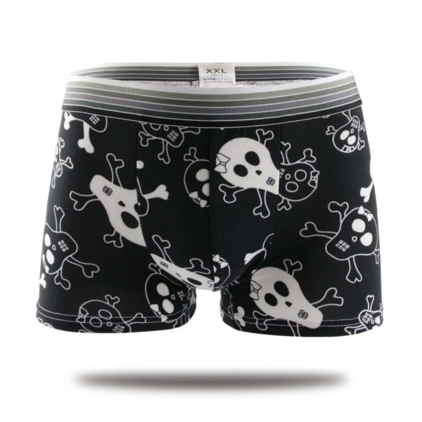 Milk Silk Soft Breathable Fashion Yong Mens Boxers Cartoon Skull Personality Sexy Male Underwear U Pouch