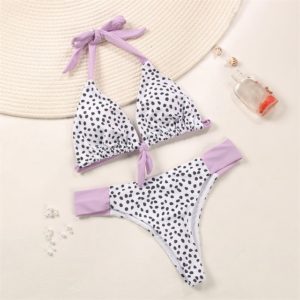 Deep V Neck Bikinis Floral Print Swimsuit Biquinis Feminino NEW Bow Swimwear Lace Up Bikini Set Bathing Suit Women
