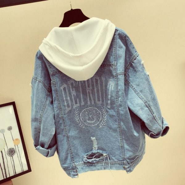 Mozuleva Jeans Coat Women Spring Autumn New Korean-style Loose-Fit Plus Size Hooded Versatile Tops Jeans Coat and Jacket Women - Image 3