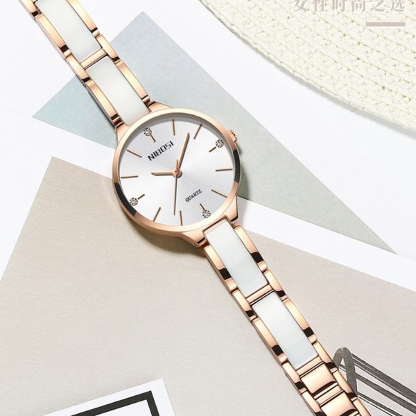 White Ceramic Watch Ladies Clock Relogio Feminino Montre Femme - Image 2