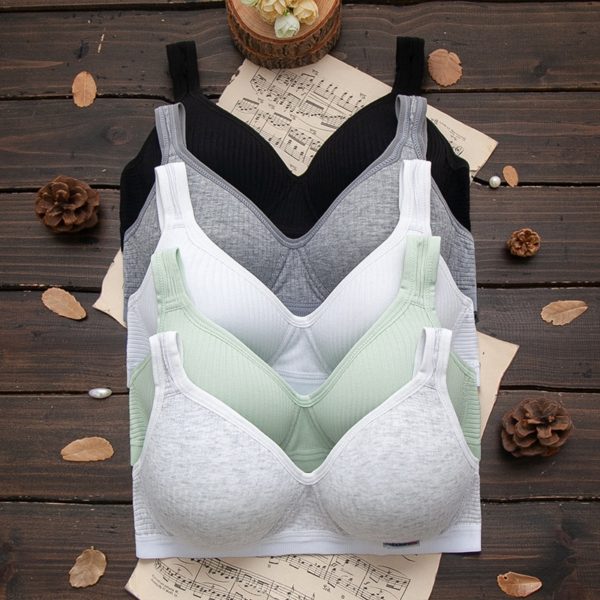 Simple Pure Cotton Girl Underwear Student Bra Developmental Thin Section Without Steel Ring Comfortable Bra - Image 4