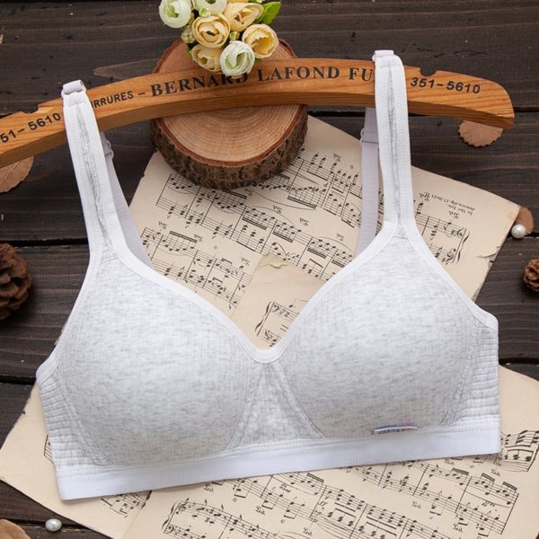 New Simple Pure Cotton Girl Underwear Student Bra Developmental Thin Section Without Steel Ring Comfortable Bra