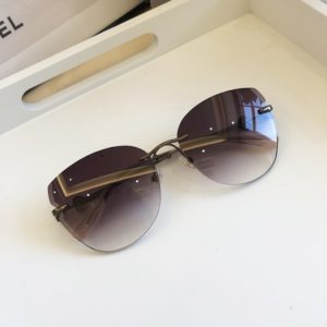 Sunglasses Women Oversized Cat Eye Eyewear Gradient Brown Pink Rimless Sun Glasses for Female Gift Brand Designer Uv400