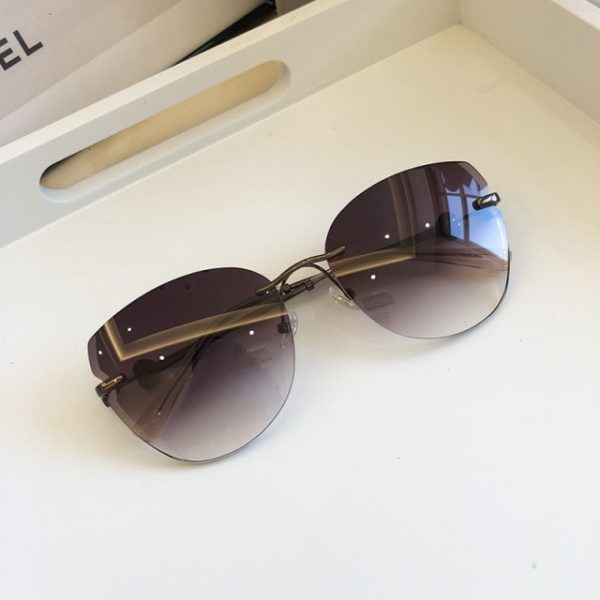 New Sunglasses Women Oversized Cat Eye Eyewear 2021 Gradient Brown Pink Rimless Sun Glasses for
