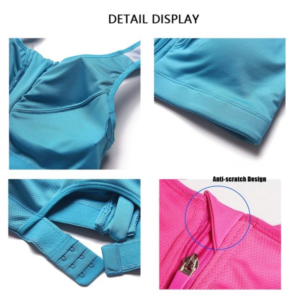 Of Women s Sports Bra Gathered Without Steel Ring Yoga Running Vest Fitness Front Zipper Sexy 1