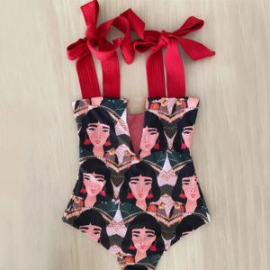 One Piece Swimsuit Cute Swimwear Women Bow Swimwear Hollow Out Bathing Suit Back crisscross Monokini Swim